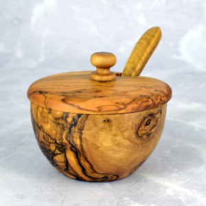 Cukiernica z łyżeczką 9 cm drewno oliwne