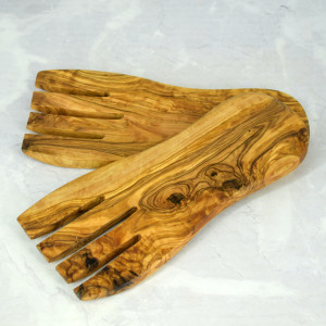 Łyżki do sałatek "Ręce" 20,5 cm drewno oliwne