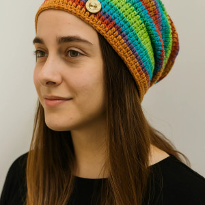 Kolorowa czapka całoroczna przejściowa cienka all season uniwersalna M/L