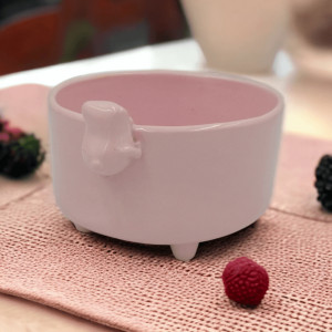 Różowa miseczka ceramiczna śniadaniowa z misiem - Rękodzieło na prezent - Lamabo Ceramis