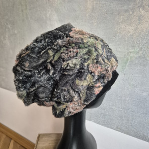 Futrzana  sztuczne futro czapka odcienie szarosci