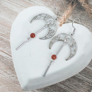 Kolczyki Lunula Stal i Agaty