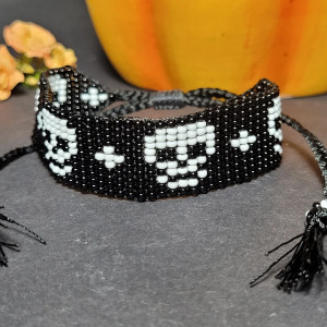 Bransoletka z motywem czaszki rokowa punkowa gotycka na Halloween