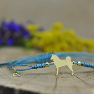 Akita Japońska - bransoletka z psem, srebro 925 pozłacane