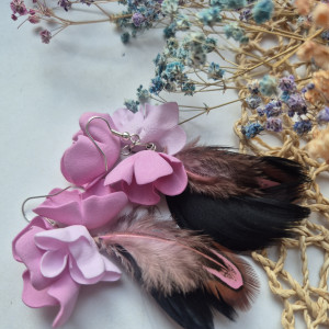 Kolczyki różowe pióra lekkie