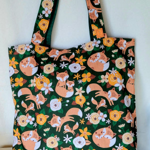 Ekologiczna torba na zakupy: liski na zielonym