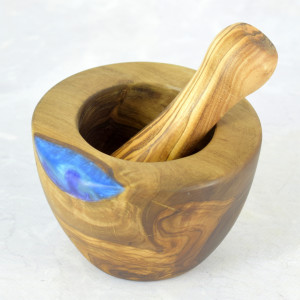Moździerz ozdobny 12 cm drewno oliwne – żywica