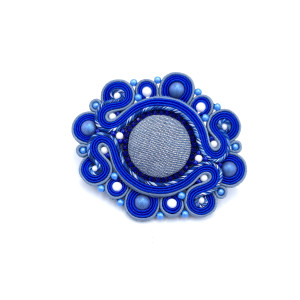 Broszka sutasz niebieska dżinsowa „Bianca” klasyczna codzienna