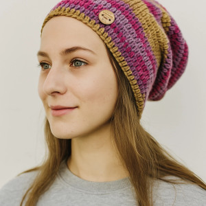 Kolorowa czapka wiosenna przejściowa cienka all season S/M