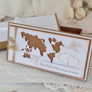 Kartka ślubna „Wspólna podróż” z personalizacją, kartka ślubna dla podróżników