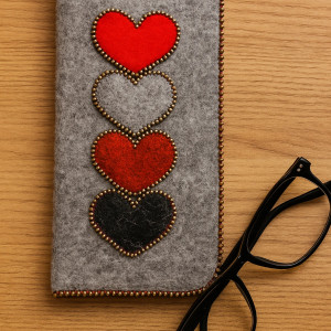 Etui wsuwka na okulary szare + czerwień