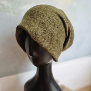 Czapka zielona khaki dzianina wełniana