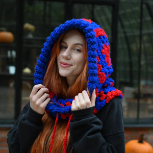 Balaclava  ręcznie szydełkowana, kapturek kominiarka handmade