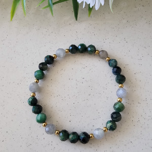 Bransoletka ~ Zielone kocie oko i labradoryt