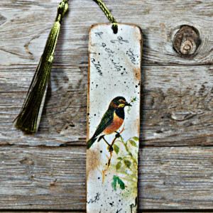 Drewniana zakładka do książki "Ptaszek"