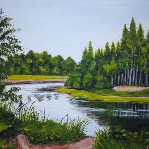 OBRAZ RĘCZNIE MALOWANY AKRYLOWY "ZAPACH LASU" - 24x30cm