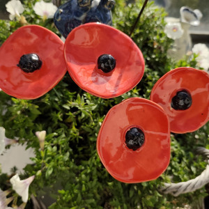 kwiat ceramiczny na druciku 4 szt