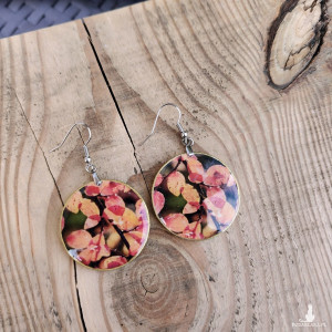 Kolczyki z grafiką pokryte żywicą - Jesienny Szept