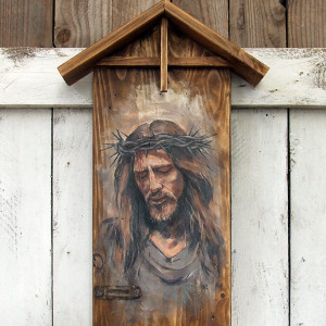 Obraz Chrystus - malowany na starych deskach