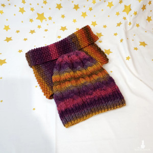 6916 Dzianinowy Zestaw Winter Sunset: Czapka i Komin