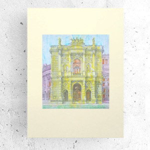 retro plakat A3, architektura plakat 30x40, vintage obrazek z budynkiem, miasto plakat do domu, zabytki obrazek A3, vintage obrazek z miastem