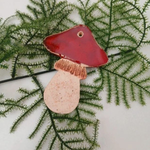 muchomor ceramiczny grzybek zawieszka bombka muchomorek z gliny