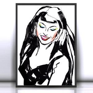 minimalizm plakat 30x40, dziewczyna plakat A3, nowoczesny plakat do loftu, pop art plakat z kobietą, minimalistyczna grafika na ścianę