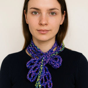 Wąski ażurowy szalik naszyjnik ozdoba na szyję