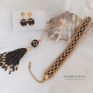 Brązowo-złoty komplet z chwostem