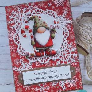Kartka świąteczna z gnomem