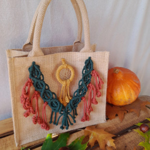 Boho torba inspirowana jesienią – idealna na książki, drobne zakupy lub w duchu eko, jako torba prezentowa