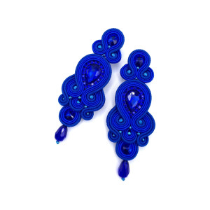 Kolczyki sutasz niebieskie „Keira” wieczorowe eleganckie z kryształkami