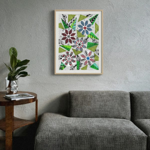 20. KWIATY GEOMETRIA- rysunek, plakat.