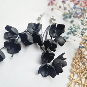 Klipsy czarne kwiaty