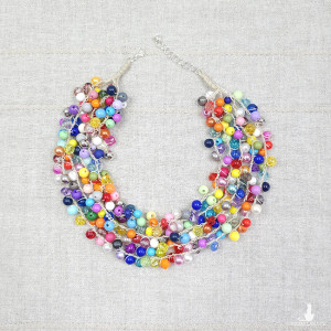 6060 Naszyjnik Maksi "Cukierkowy Deszcz" – Wielobarwna Kolia Koralikowa Statement