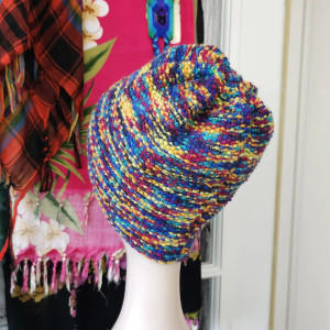 6928 Wielobarwna Czapka Beanie - Ręcznie Robiona, Efekt Multikolor