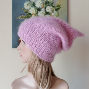 RĘCZNIE NA DRUTACH - Oryginalna, ciepła, puchata czapka