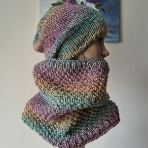 RĘCZNIE NA DRUTACH - Tweed ombre - miły, oryginalny, ciepły komplet. Projekt autorski