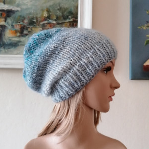 RĘCZNIE NA DRUTACH - Szron - mięsista, ciepła, puchata czapka