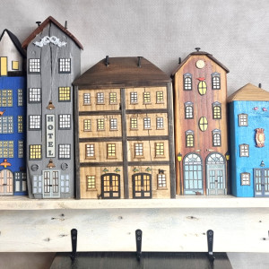 Wieszak - drewniane domki - na klucze i inne drobiazgi 9.