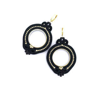 Kolczyki sutasz czarne kółka „Jolly” lekkie okrągłe romantyczne