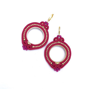 Kolczyki sutasz różowe kółka „Jolly” lekkie okrągłe romantyczne