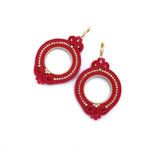 Kolczyki sutasz czerwone kółka „Jolly” lekkie okrągłe romantyczne
