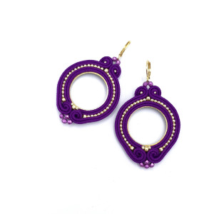 Kolczyki sutasz fioletowe kółka „Jolly” lekkie okrągłe romantyczne