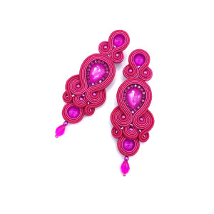Kolczyki sutasz różowe „Keira” wieczorowe eleganckie z kryształkami