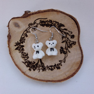 Kolczyki - białe misie