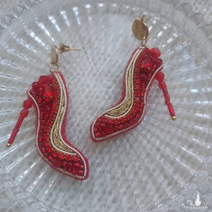 Przepiękne kolczyki czerwono-złote SZPILKI
