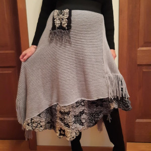 Spódnica popielata boho asymetryczna handmade # upcycledclothes