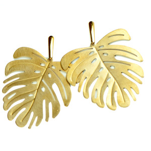 Duże kolczyki z liściem monstery Iaso c677