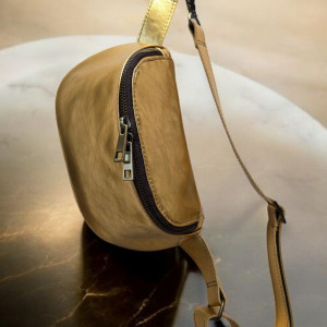 Złota nerka damska U'POLKA FIT, skóra naturalna